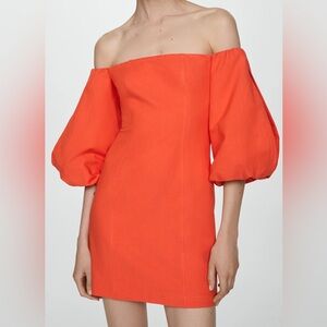 Mango Puff Sleeve Dress